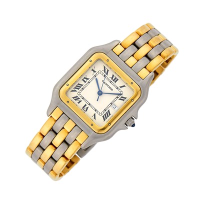 Lot 33 - Cartier Stainless Steel and Gold Panthère Wristwatch