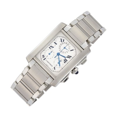 Lot 23 - Cartier Stainless Steel 'Tank Francaise' Chronograph Wristwatch, Ref. 2303