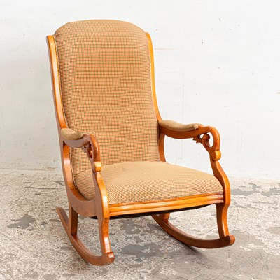 Lot 219 - Maple Upholstered Rocking Chair