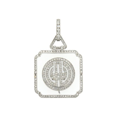 Lot 136 - Cartier Platinum, Rock Crystal and Diamond Pendant-Watch, France