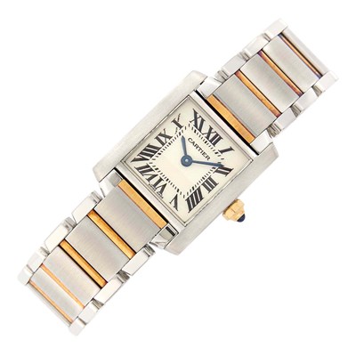 Lot 34 - Cartier Stainless Steel and Gold 'Tank Francaise' Wristwatch, Ref. 2384