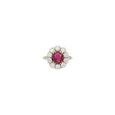 Lot 212 - Two-Color Gold, Ruby and Diamond Ring