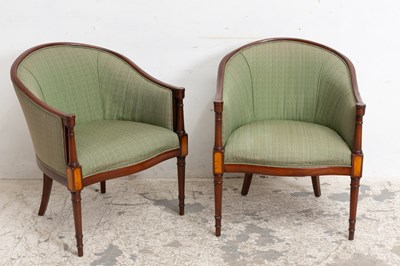 Lot 37 - Pair of Mahogany Upholstered Tub Chairs