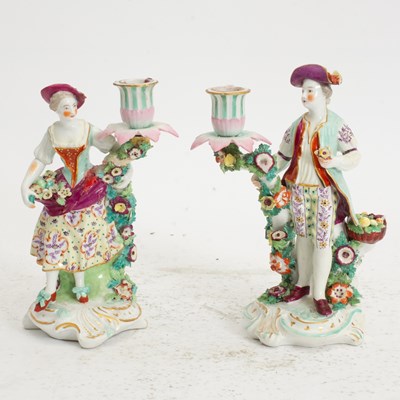 Lot 56 - Pair of Porcelain Figurine Candlesticks