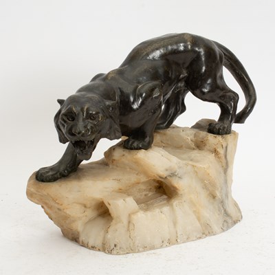 Lot 29 - Bronze Lion on Quartz Base