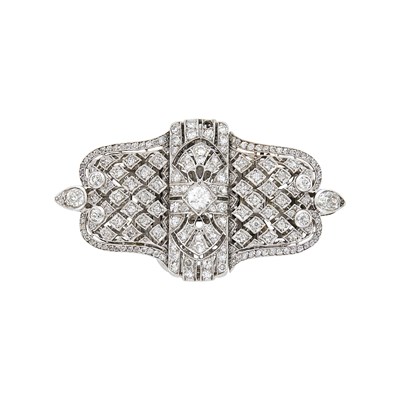 Lot 1148 - Platinum and Diamond Clip-Brooch