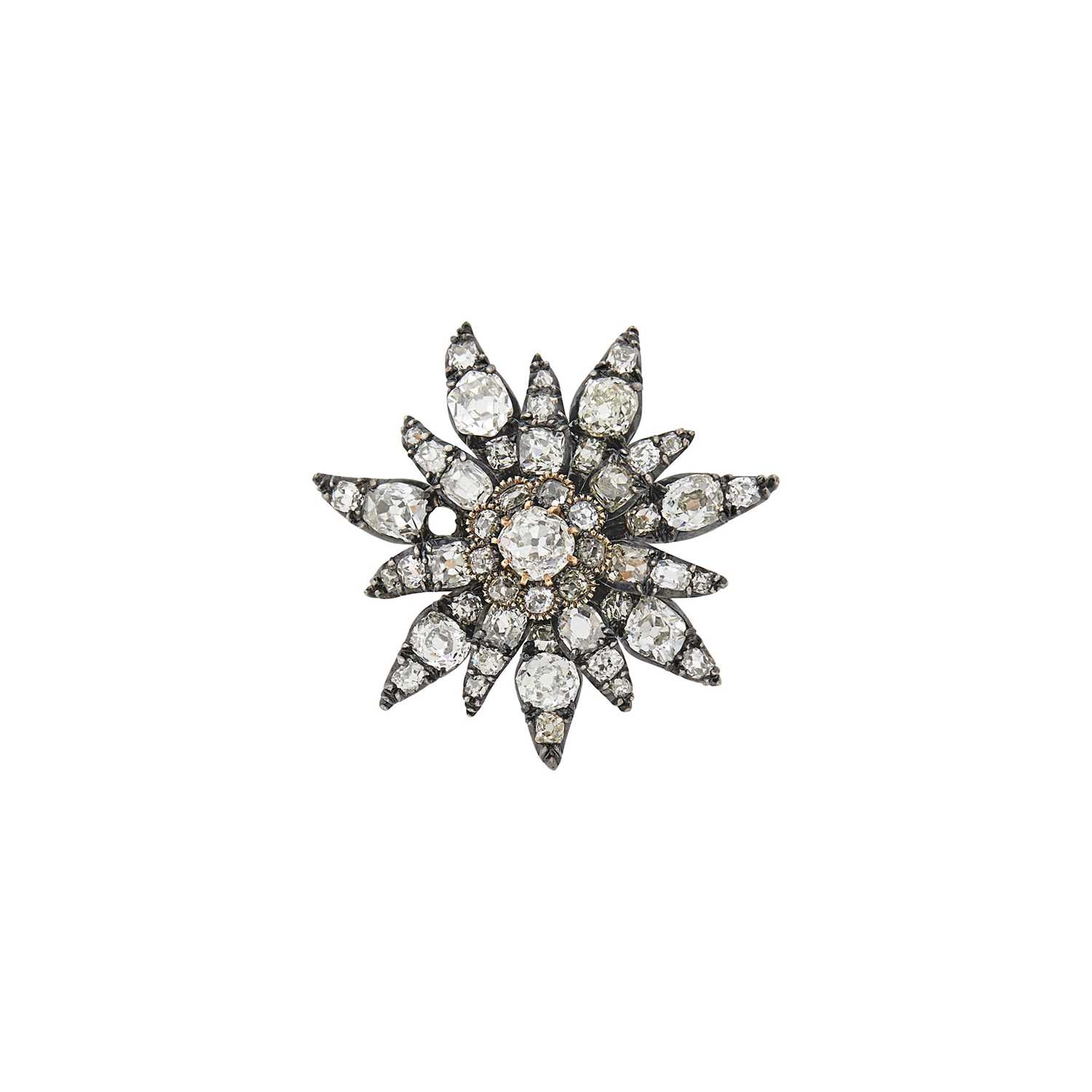 Lot 45 - Antique Silver, Gold, and Diamond Flower Brooch