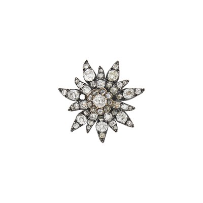 Lot 45 - Antique Silver, Gold, and Diamond Flower Brooch