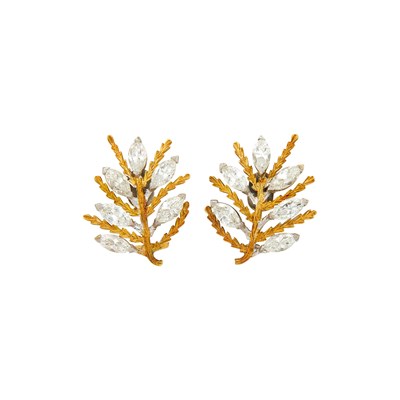 Lot 181 - Mario Buccellati Pair of Two-Color and Diamond Earclips