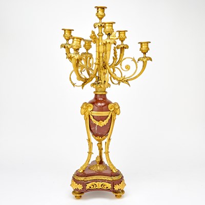 Lot 268 - Louis XVI Style Gilt-Bronze-Mounted Marble Seven-light Candelabrum