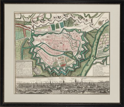 Lot 75 - Two 18th-century maps showing Danzig, or Gdansk, Poland, and the 1718 siege of Milazzo, Sicily