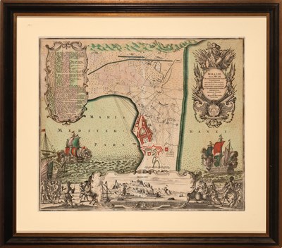 Lot 75 - Two 18th-century maps showing Danzig, or Gdansk, Poland, and the 1718 siege of Milazzo, Sicily