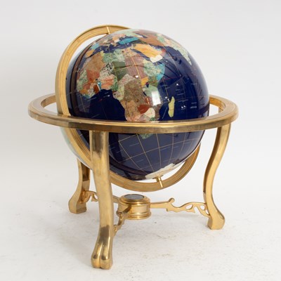 Lot 9 - Hardstone Inlaid Terrestrial Globe