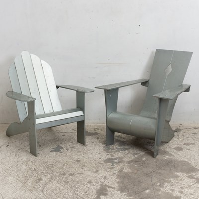 Lot 74 - Two Modern Outdoor Polished Metal Chairs