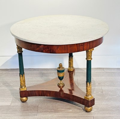 Lot 1091 - Neoclassical Mahogany Marble-top Center Table