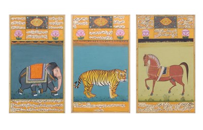 Lot 189 - Group of Three Framed Gouache on Paper Indian Miniatures