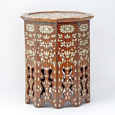 Lot 175 - Syrian Bone Inlaid Wood Occasional Table