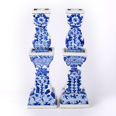 Lot 132 - Pair of Chinese Blue and White Porcelain Candlesticks