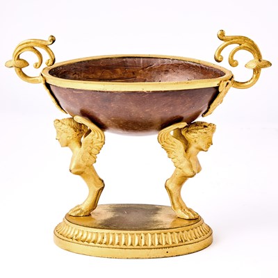 Lot 281 - Empire Gilt-Bronze-Mounted Presentation Coconut Shell-form Tazza