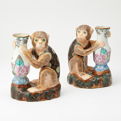 Lot 135 - Pair of Chinese Porcelain Monkey Vases