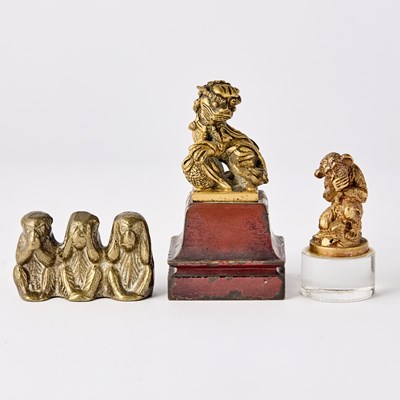 Lot 160 - Group of Three Asian Miniature Figures of Animals