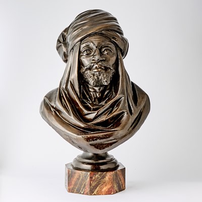 Lot 174 - Continental Carved Wood Bust of a Moroccan Man