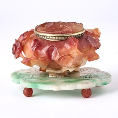 Lot 146 - Chinese Jade and Agate Inkwell