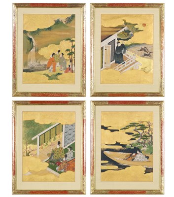 Lot 186 - Set of Four Ben Badura Frames with Japanese Gold-Ground Pictures