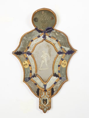 Lot 552 - Pair of Venetian Rococo Etched and Cobalt Glass Mirrors