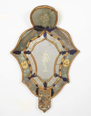 Lot 552 - Pair of Venetian Rococo Etched and Cobalt Glass Mirrors