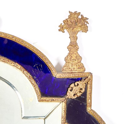 Lot 544 - Swedish Baroque Gilt-Lead Mounted and Cobalt-Blue Mirror, attributed to Burchard Precht