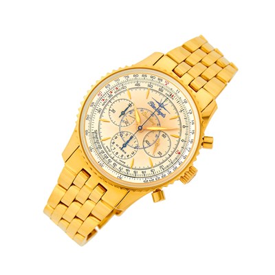 Lot 2022 - Breitling Gold 'Montbrillant Blue Angels' Chronograph Wristwatch, Limited Edition 0146/1000, Ref. H30030.1
