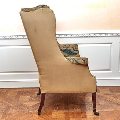 Lot 117 - George III Style Needlework-Upholstered Mahogany Wing Armchair