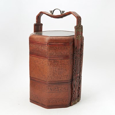 Lot 120 - Chinese Basketry Stacking Picnic Box