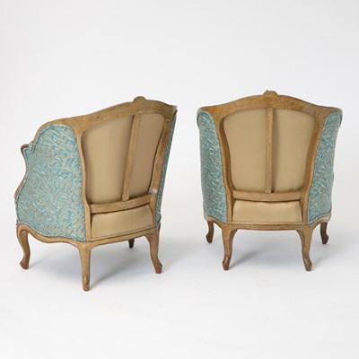 Lot 406 - A Pair of Louis XV Carved and Painted Bergères