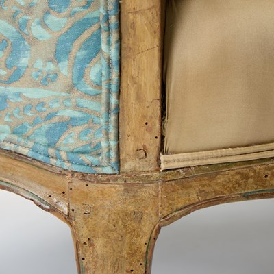 Lot 406 - A Pair of Louis XV Carved and Painted Bergères