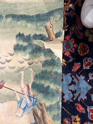 Lot 163 - Three Chinese Painted Wallpaper Panels