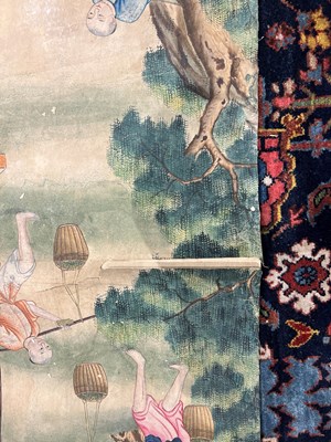 Lot 163 - Three Chinese Painted Wallpaper Panels