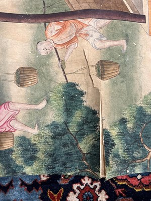 Lot 163 - Three Chinese Painted Wallpaper Panels