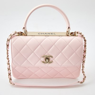 Lot Chanel Pink Lambskin Leather ‘Trendy’ Flap Bag