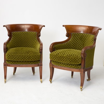 Lot Pair of Regency Mahogany Bergeres, in the manner of George Oakley