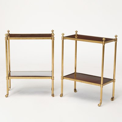 Lot 103 - Pair of Regency Style Gilt Brass Mounted Mahogany Two-Tier Tables