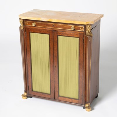 Lot 133 - Regency Ormolu-Mounted and Brass-Inlaid Mahogany Side Cabinet