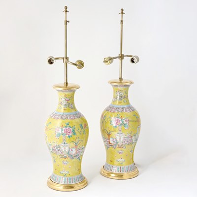 Lot 27 - Pair of Chinese Enameled Porcelain Vases