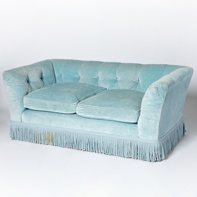 Lot 69 - Modern Light Blue Tufted Upholstered Settee