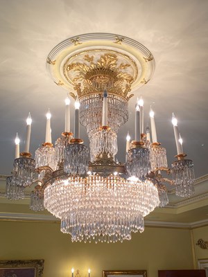 Lot 139 - Empire Style Gilt-Bronze and Crystal Thirty-Light Chandelier