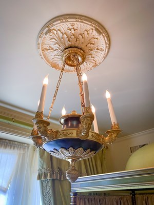 Lot 126 - George IV Style Ormolu and Patinated Bronze Six-Light Chandelier