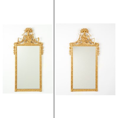 Lot 152 - Pair of Continental Neoclassical Giltwood Mirrors