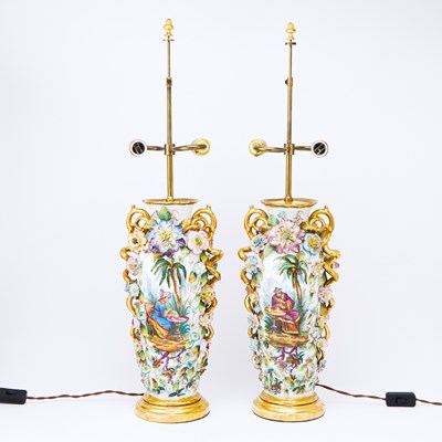 Lot 154 - Pair of Old Paris Porcelain Vases Mounted as Table Lamps