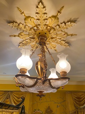 Lot 138 - George IV Cut-Glass and Ormolu Colza Oil Four-Light Chandelier